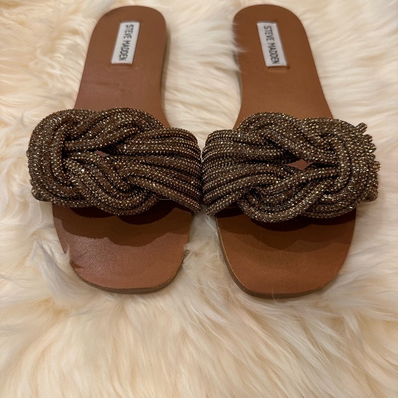 Steve Madden Adore Bronze Rhinestone Sandals / Slides - Size 8 - Picture 3 of 6